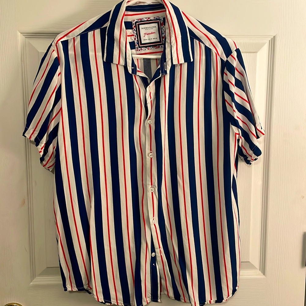 Denim & Flower striped button up size medium